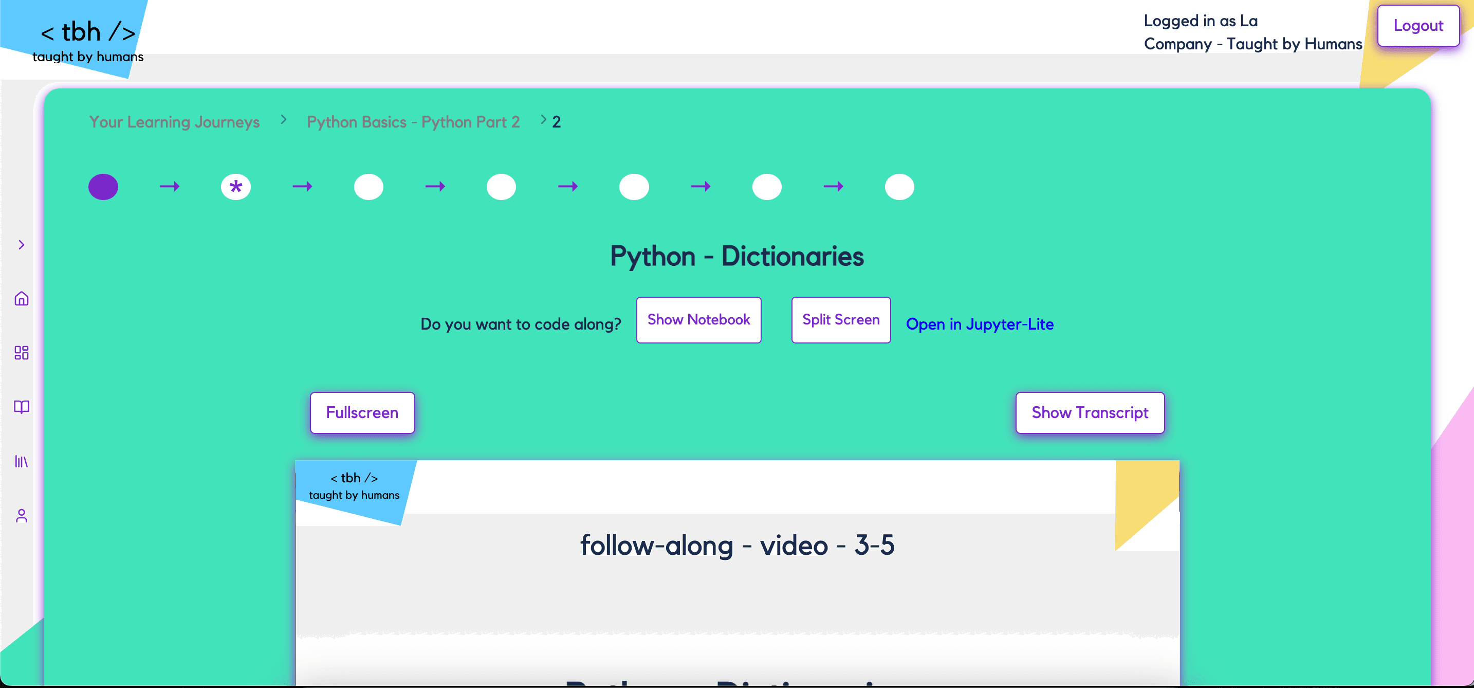 Hands-on video learning with coding environment